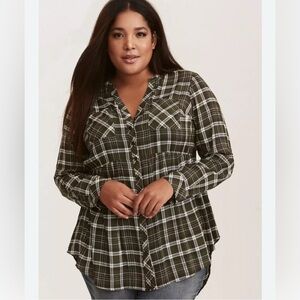 Torrid Green Plaid Shirt Dress in Women’s Size 4X